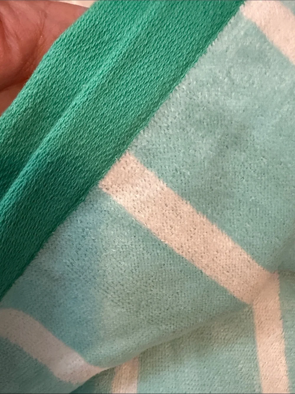Southern Living Green Blue Striped Reversible Oversize Beach Towel 40x70 Cotton